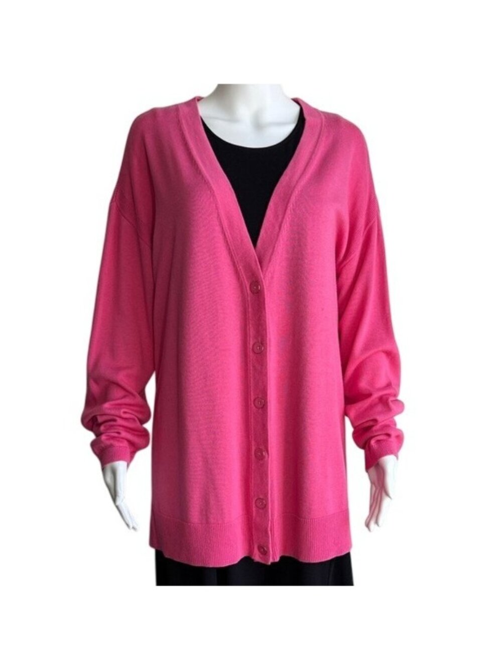 Talbots V-Neck Button Front Cardigan in Pink – Size L